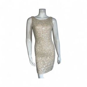 ALICE + OLIVIA SEQUIN KIMBER DRESS SIGNATURE NUDE SIZE XS $495